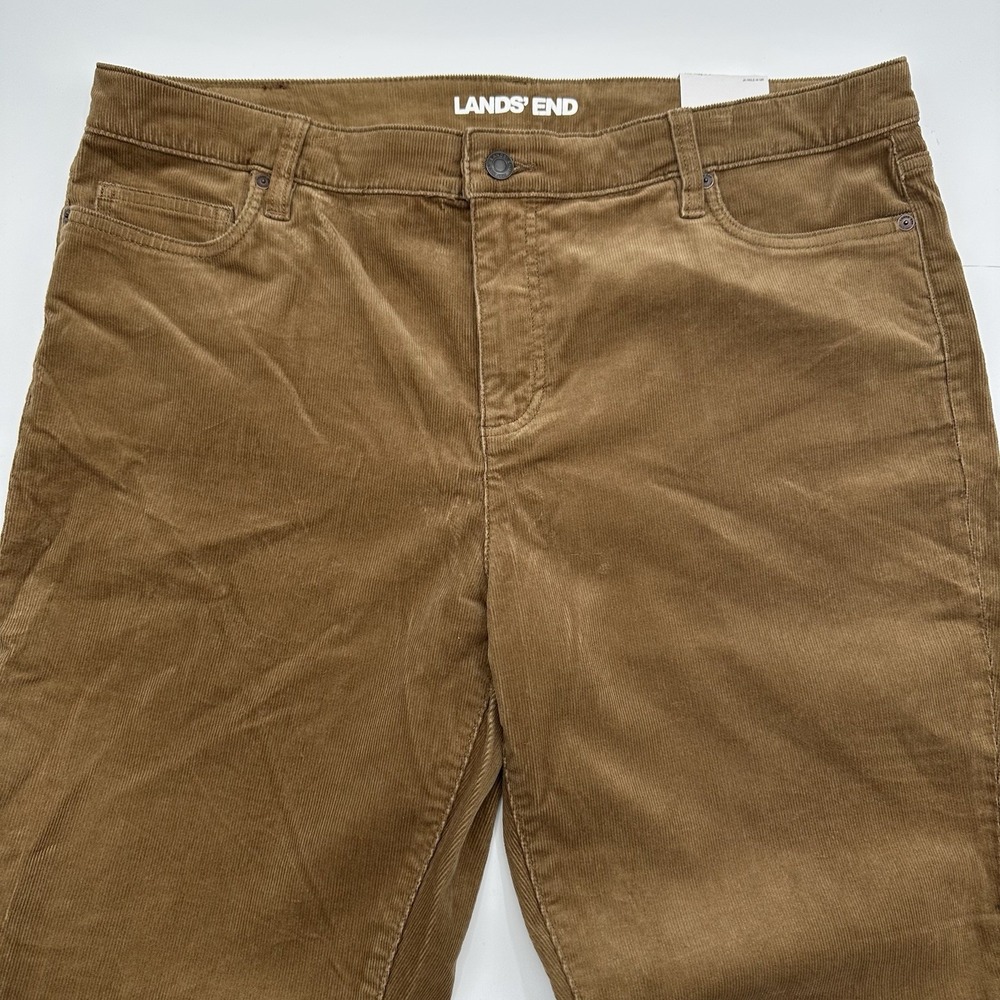 Lands Land's End Mid Rise Straight Leg‎ Corduroy Pants Brown Womens 18 NWT New